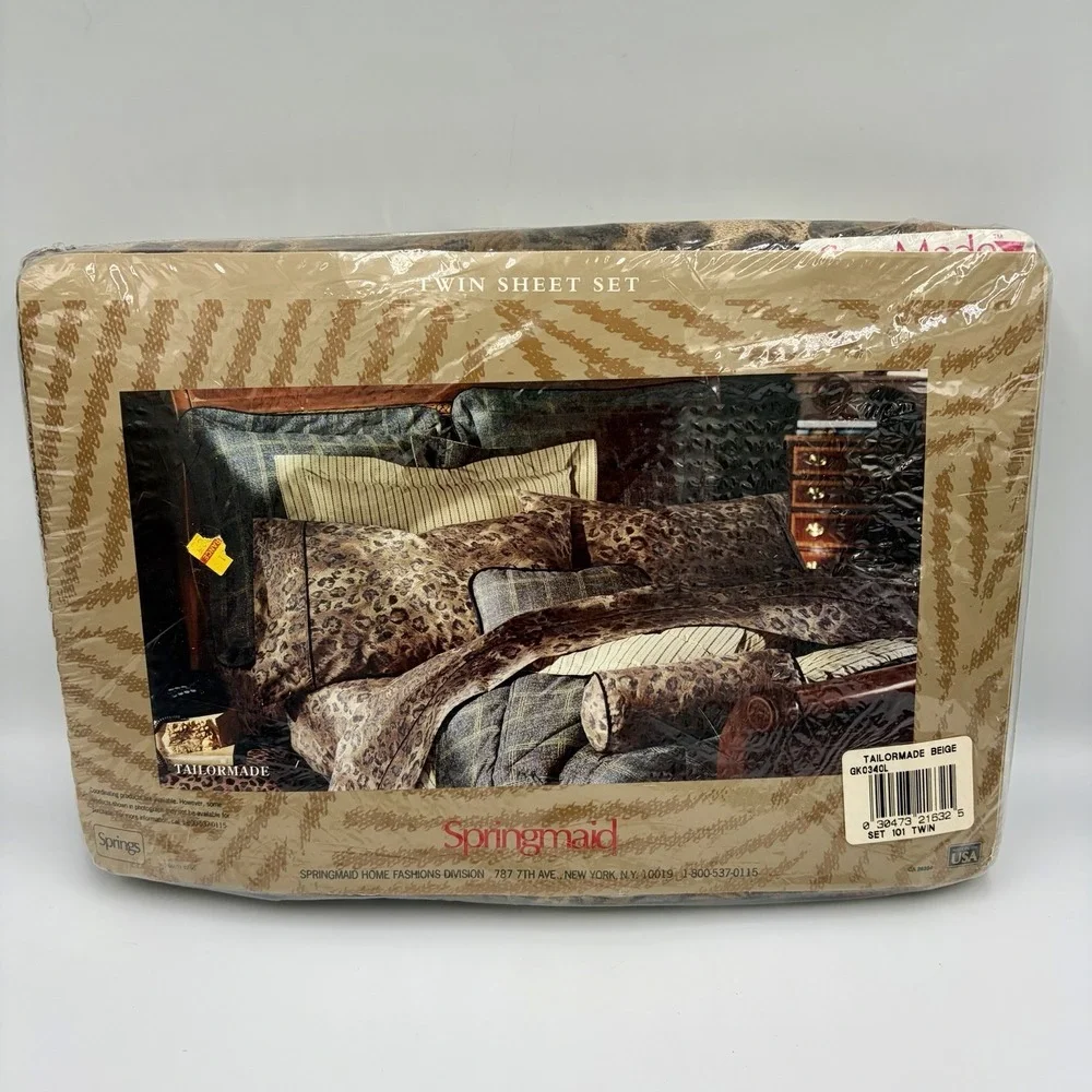 NEW Vintage Animal Print BILL BLASS Springmaid 200 Ct Percale Twin Sheet Set